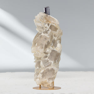 Double Terminated Quartz Cluster with Black Tourmaline | 260gr, Pakistan