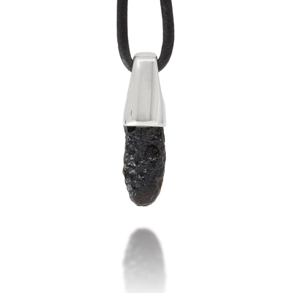 Tektite Silver Charm Pendant