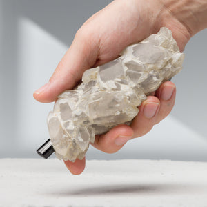 Double Terminated Quartz Cluster with Black Tourmaline | 260gr, Pakistan