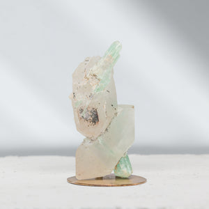 Blue Tourmaline in Double Terminated Quartz Cluster | 24.15gr, Dara-e-Pech, Kunar, Afghanistan