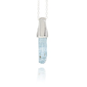 Etched Aquamarine Silver Charm Pendant