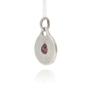 Silver & Garnet Sandcast Pendant