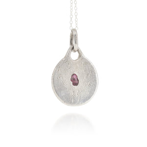 Silver & Garnet Sandcast Pendant