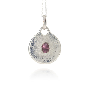 Silver & Garnet Sandcast Pendant