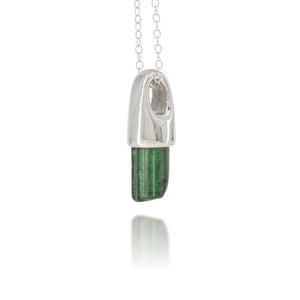 Green Tourmaline Silver Charm Pendants