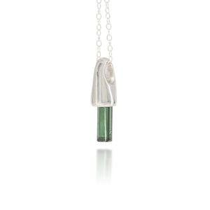 Green Tourmaline Silver Charm Pendants