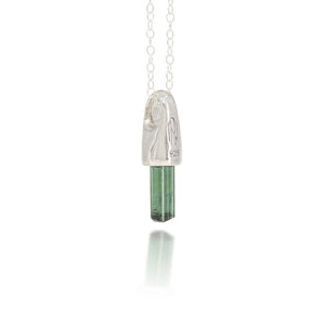 Green Tourmaline Silver Charm Pendants