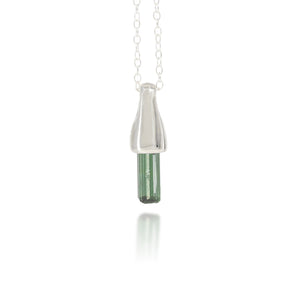 Green Tourmaline Silver Charm Pendants
