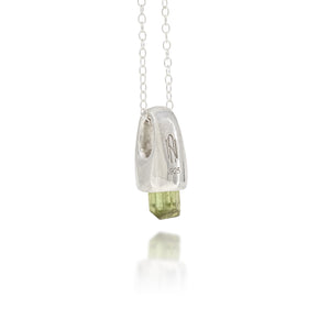 Green Tourmaline Silver Charm Pendants