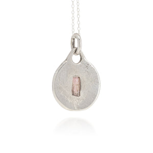 Silver & Pink Tourmaline Sandcast Pendant
