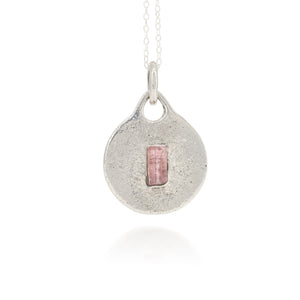 Silver & Pink Tourmaline Sandcast Pendant