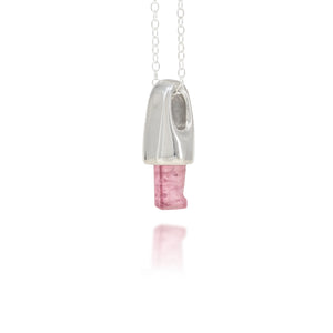 Pink Tourmaline Silver Charm Pendant