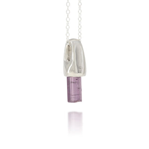 Purple Tourmaline Silver Charm Pendant