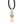 Front view of necklace with a silver and garnet crystal pendant on a black cord against a white background