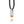 side view of a necklace with a silver pendant featuring an orange stone on a white background