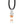 Front view of a necklace with a silver pendant featuring an orange stone on a white background