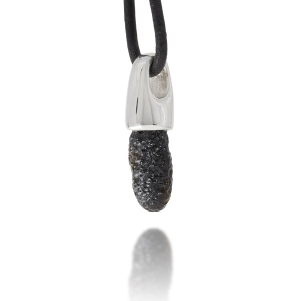 Tektite Silver Charm Pendant