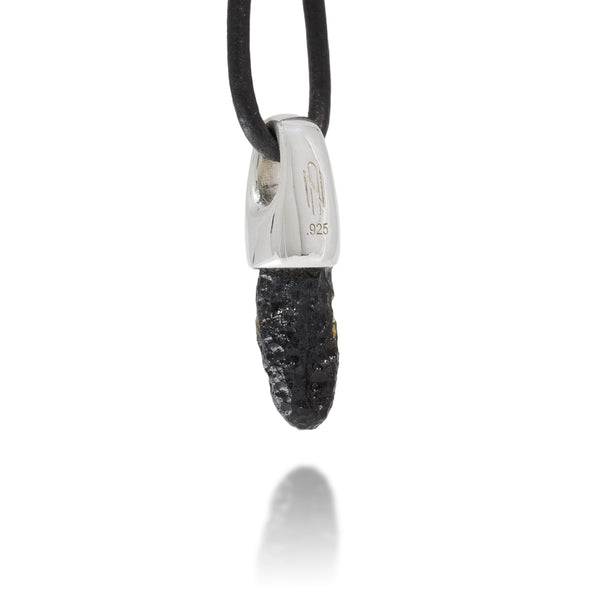 Tektite Silver Charm Pendant